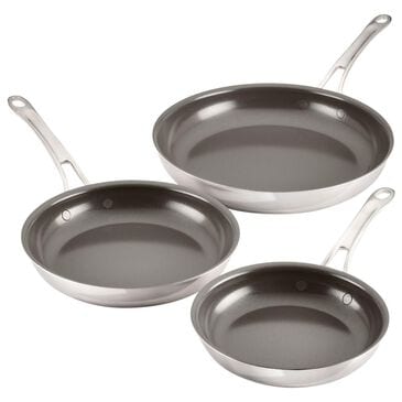Anolon 3-Piece Nonstick Ceramic Frying Pan Set in Stainless Steel, , large