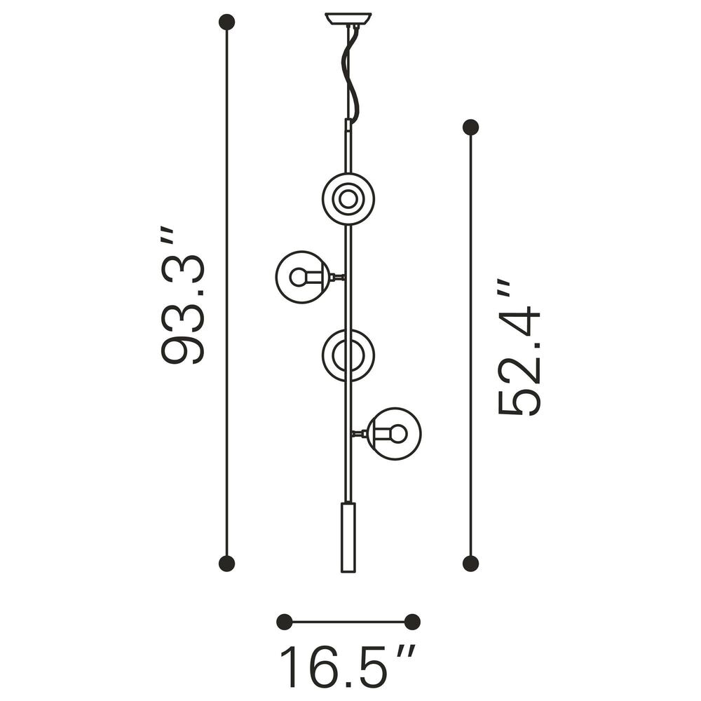 Zuo Modern Zatara Ceiling Lamp in Brass, , large