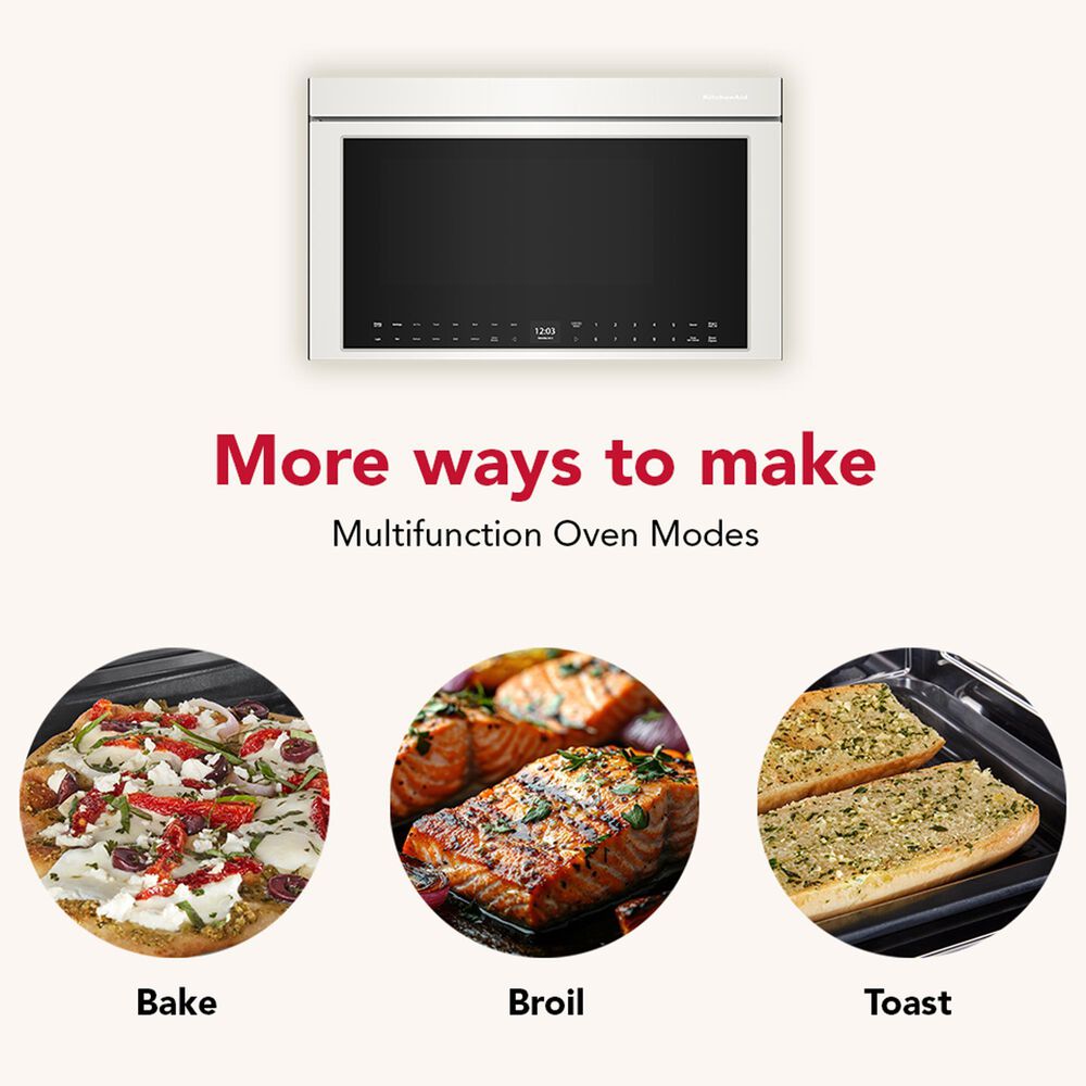 KitchenAid 1.1 Cu. Ft. Multifunction Over-the-Range Microwave Oven with Flush Built-In Design in Porcelain White, , large