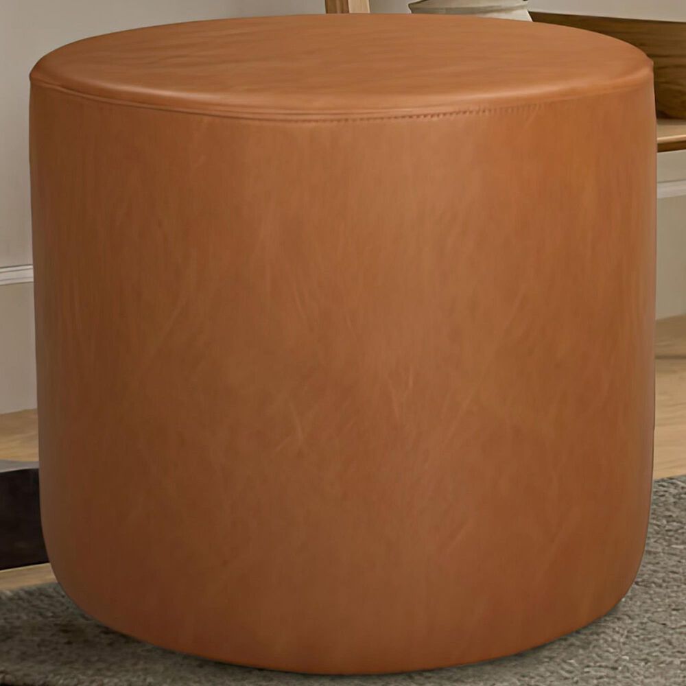 Lifestyle Solutions Garrett Round Ottoman in Caramel, , large