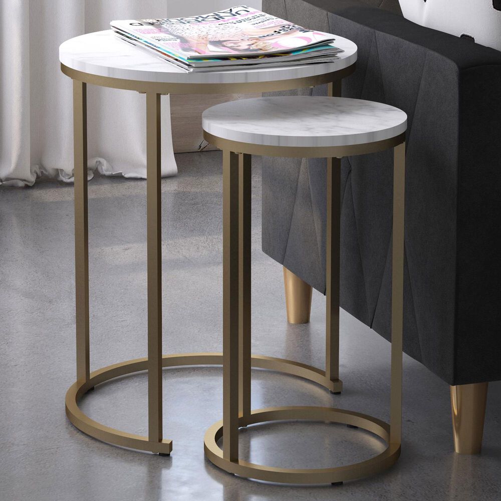 DHP Amelia Nesting Tables in White Marble, , large