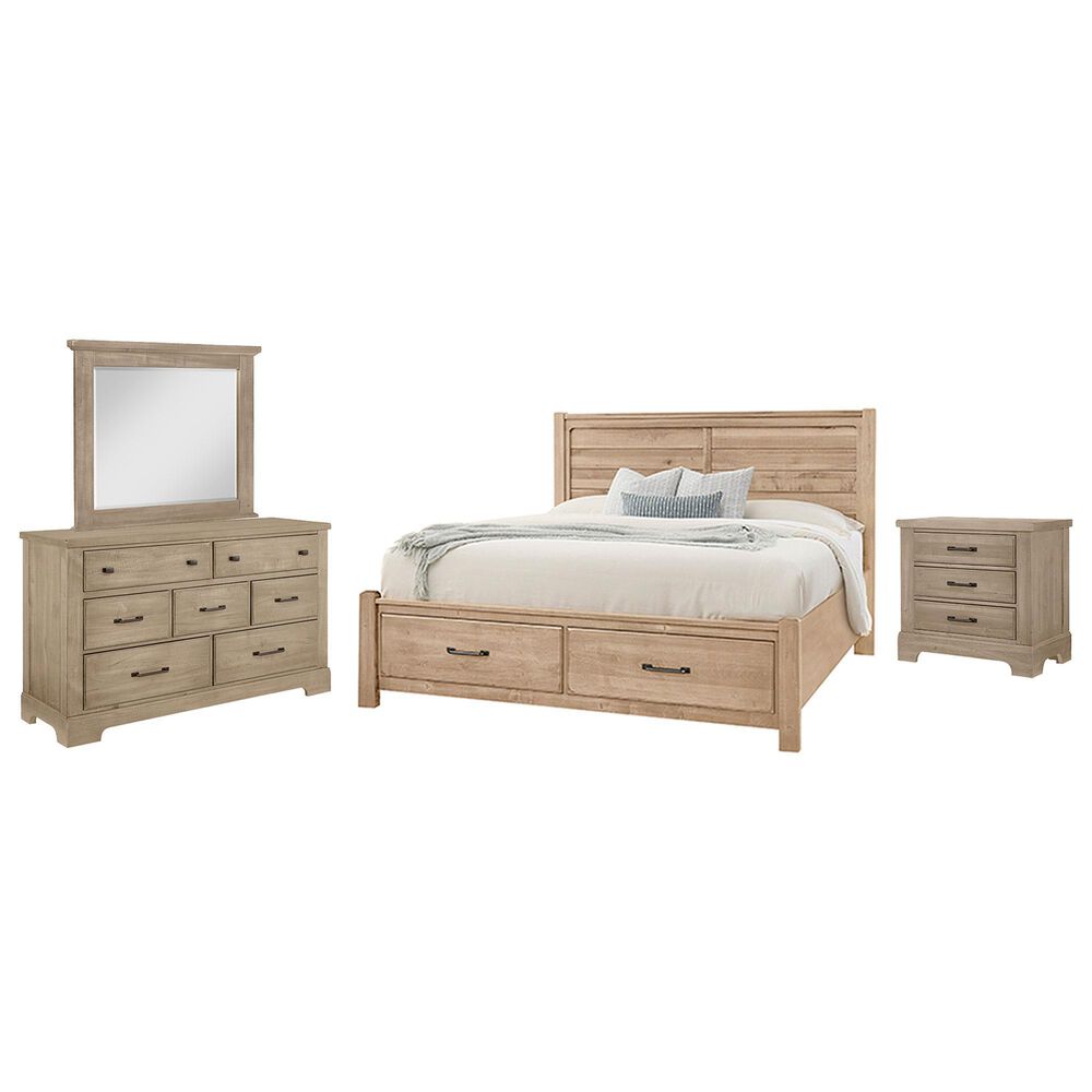 Viceray Collections Cool Rustic 4-Piece King Plank Bedroom Set with Storage in Clear Maple, , large
