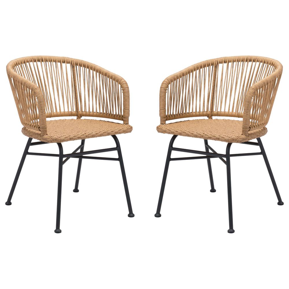 Zuo Modern Zaragoza Dining Chair in Natural/Black (Set of 2), , large