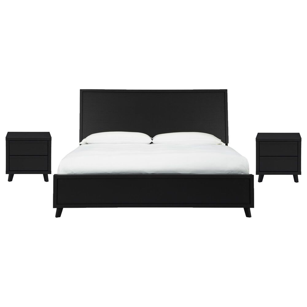 Ashley Danziar King Bed and Two Nightstands in Matte Black, , large