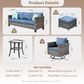 HOMLUX 6-Piece Patio Conversation Set in Denim Blue, , large