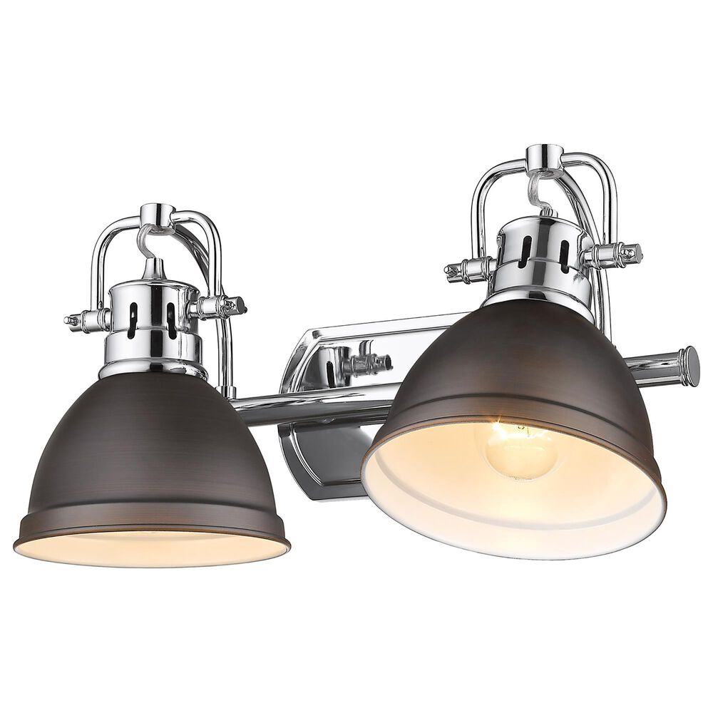 Golden Lighting Duncan 2-Light Bath Vanity in Chrome and Rusted Bronze, , large