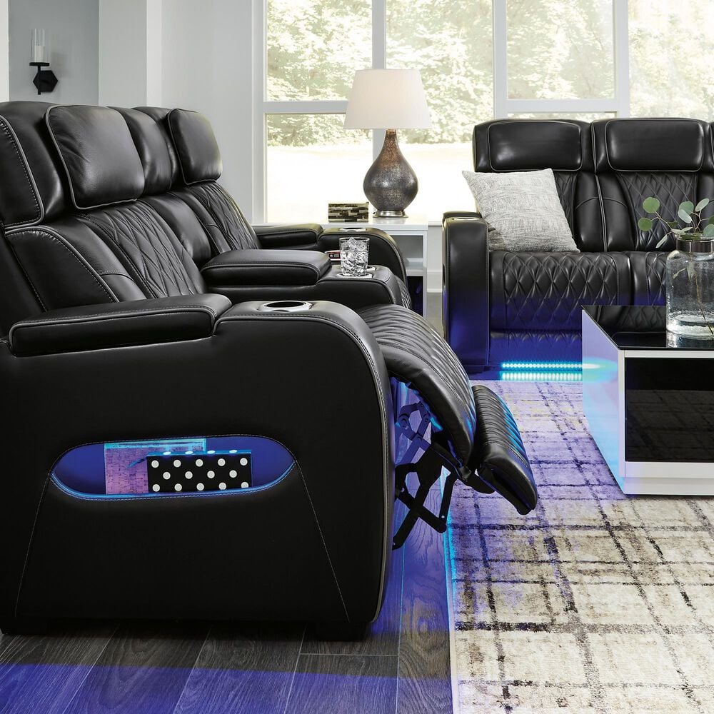 Ashley Boyington Power Reclining Loveseat with Console in Black, , large
