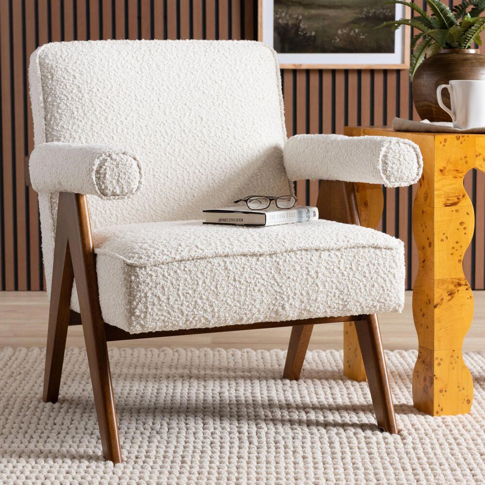 Baxton Studio Georgina Accent Chair in Cream, , large