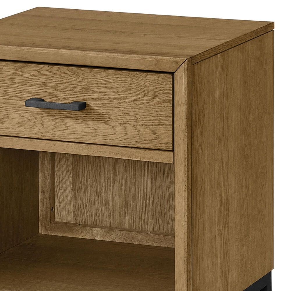 Eastern Shore Newport 1-Drawer Nightstand in Natural Oak and Matte Black, , large