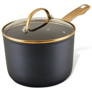 Faber Forged Induction 3-Quart Ceramic Nonstick Sauce Pan with Lid in Black and Gold, , large