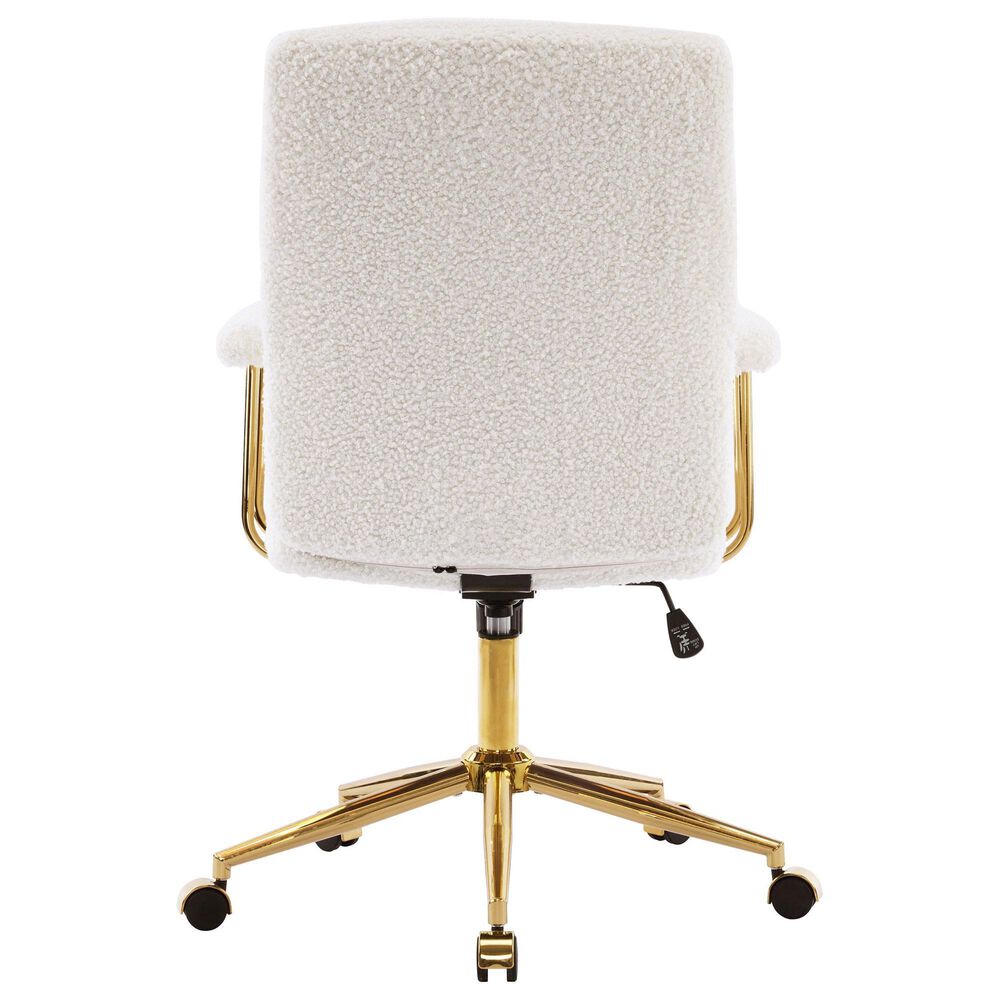 Rta Products Llc Elegant Textured Boucle Office Chair with Padded Arms in White, , large