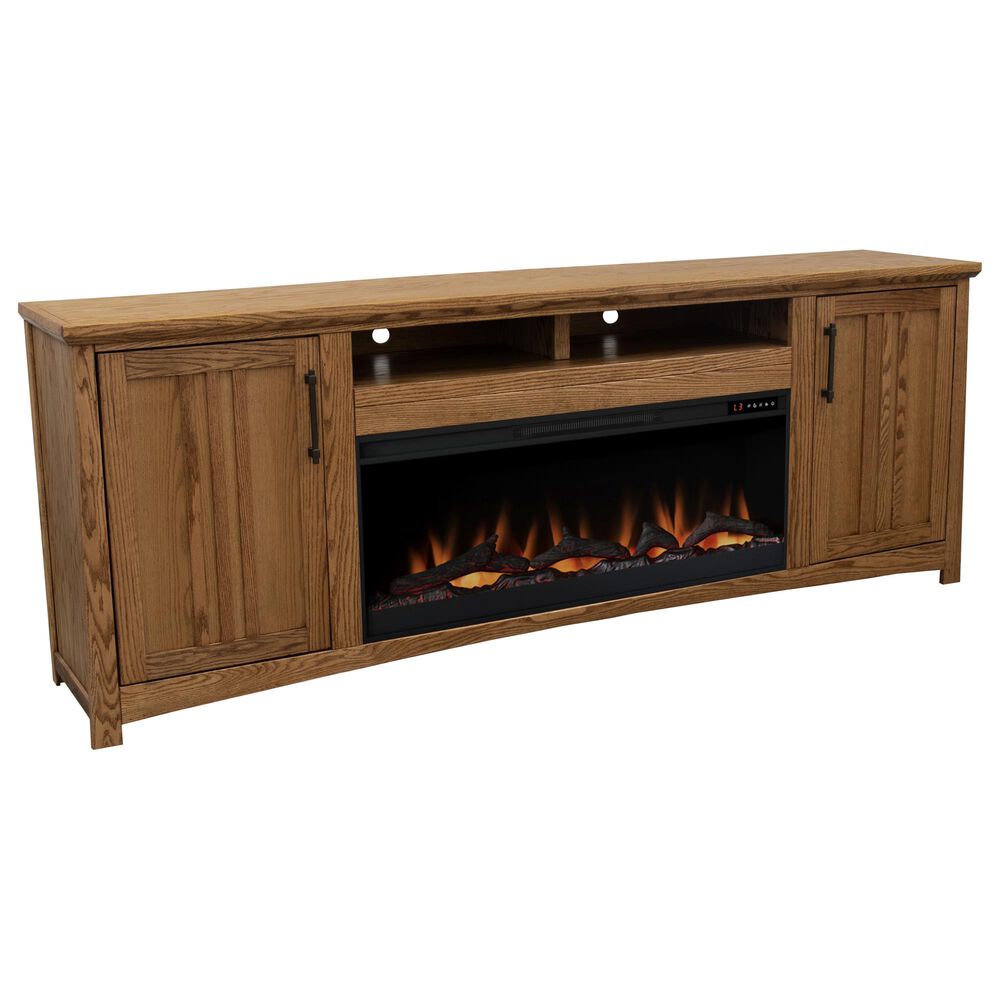 Legends Home Craftsman 86" Fireplace Console in Golden Oak, , large