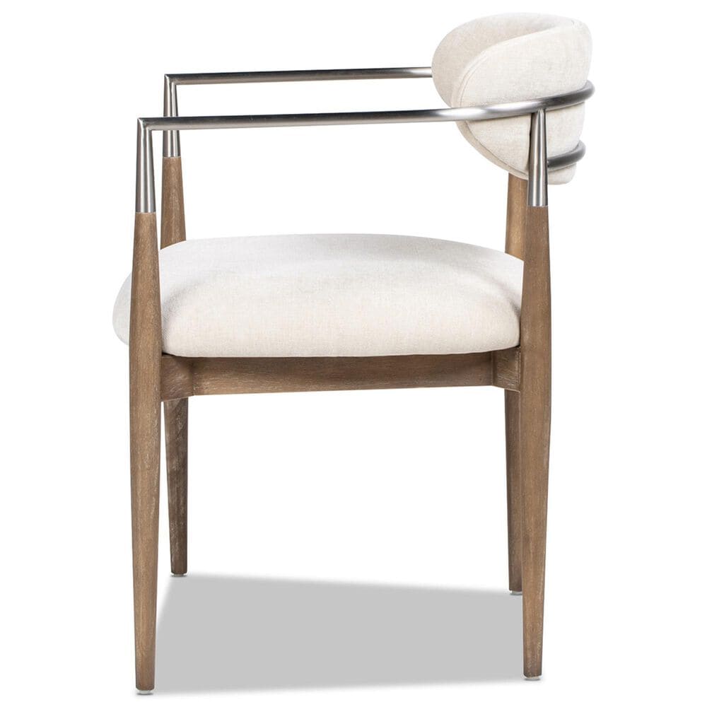 Jennifer Taylor Home Artemis Arm Chair with Warm White Cushion in Natural and Brushed Nickel, , large