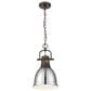 Golden Lighting Duncan 1-Light Small Pendant with Chain and Chrome Shade in Rubbed Bronze, , large