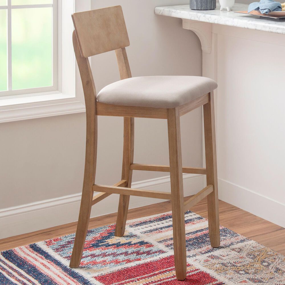 Linon Home Decor Jorissen Bar Stool in Grey Wash, , large