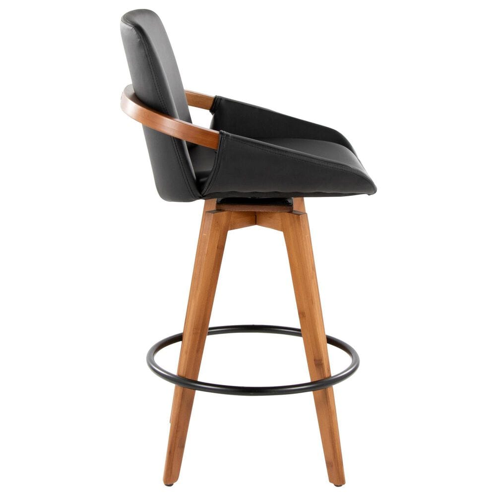 Lumisource Cosmo Swivel Counter Stool in Walnut and Black, , large