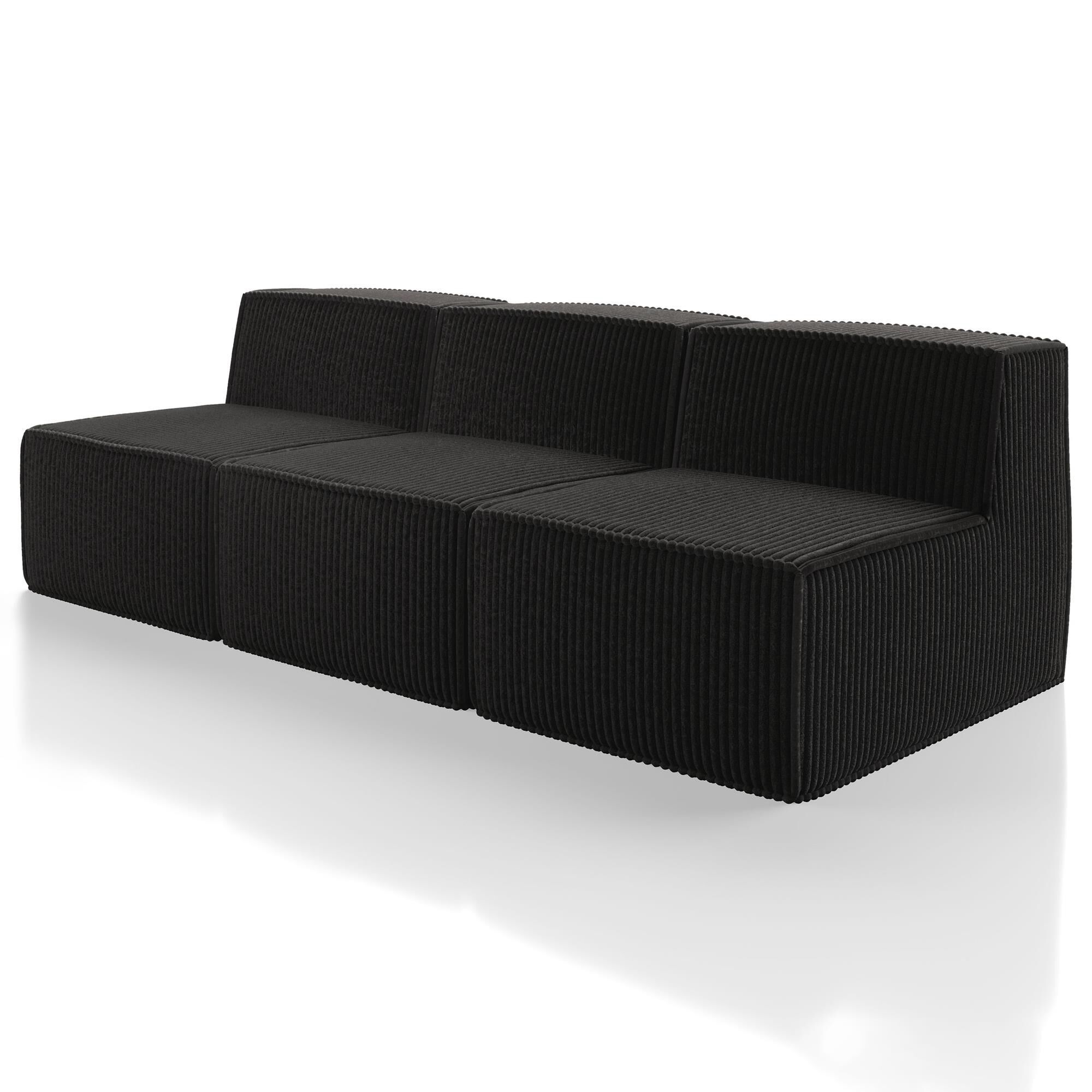 Furniture of America Facil 3-Piece Modular Armless Sofa in Black