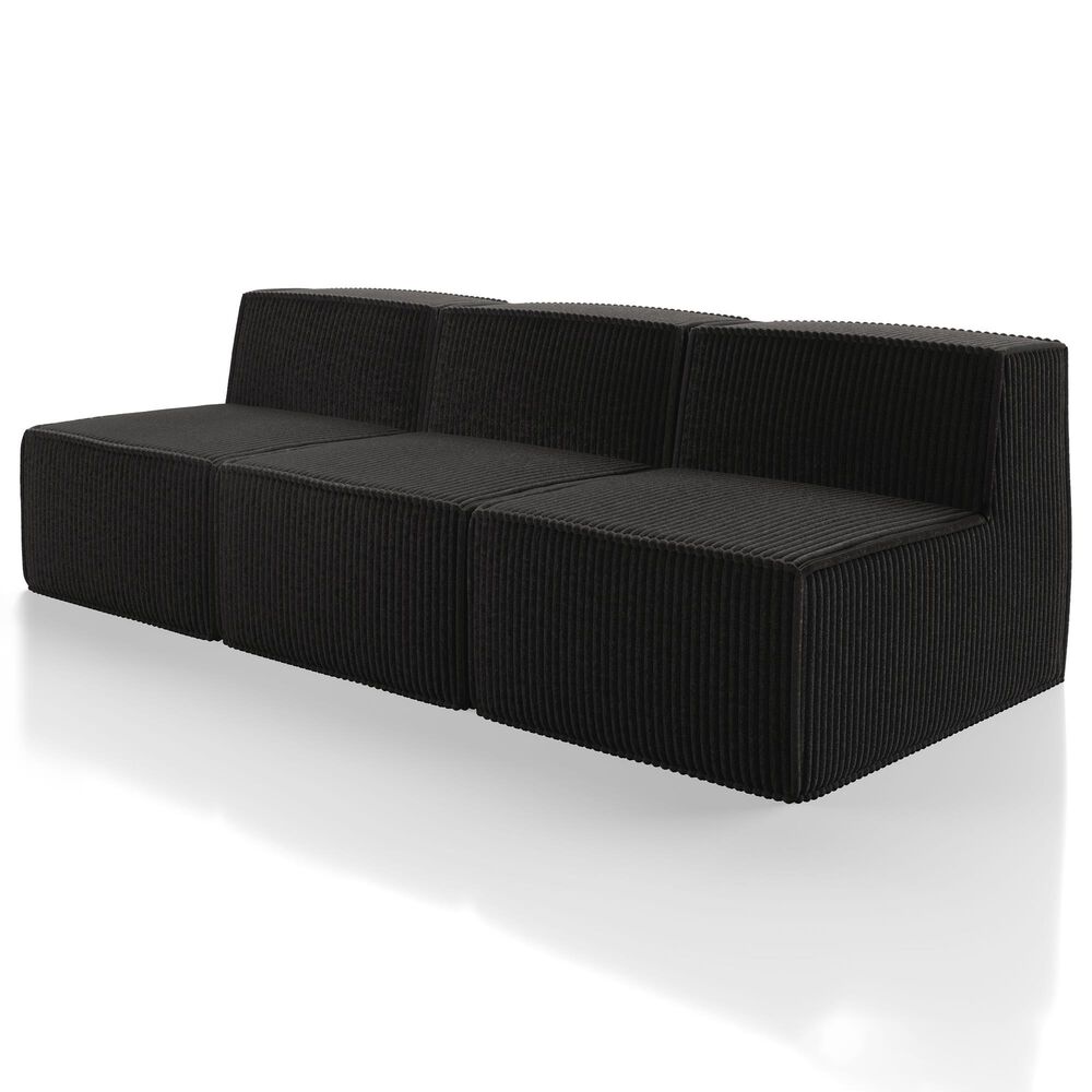 Furniture of America Facil 3-Piece Modular Armless Sofa in Black, , large