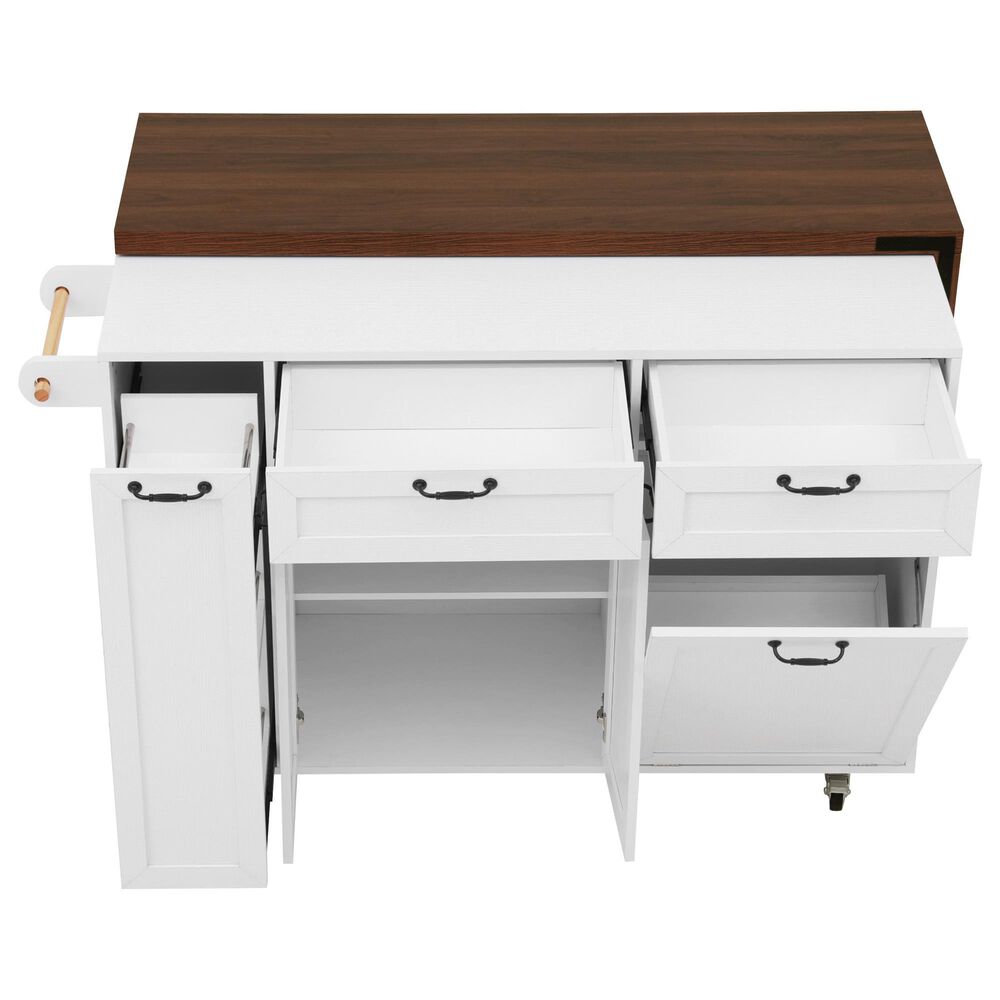 HOMLUX 102" Kitchen Island with Extendable Dining Table in White, , large