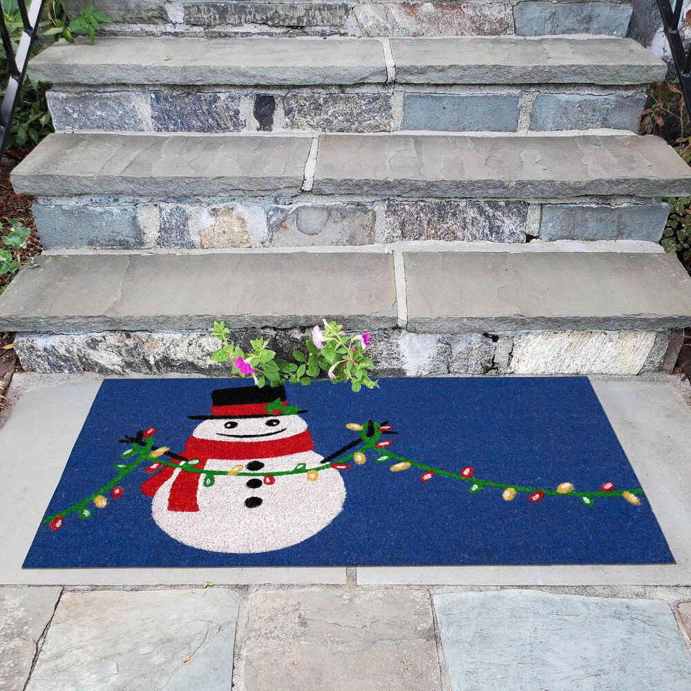 Trans-Ocean Import Natura Frosty and Bright 1&#39;6&quot; x 2&#39;6&quot; Navy Outdoor Door Mat, , large