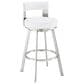 Blue River Flynn 30" Swivel Bar Stool with White Cushion in Brushed Stainless Steel, , large