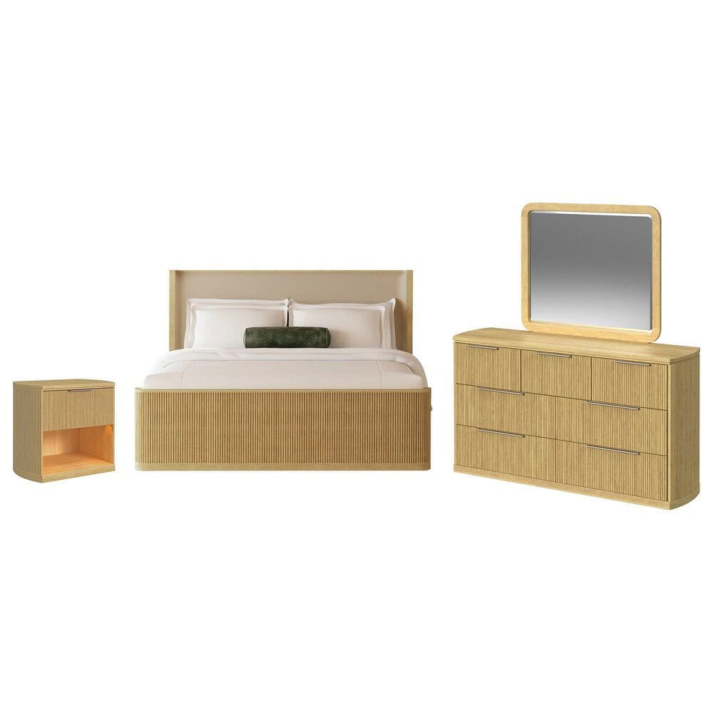 Mayberry Hill Sylvie 4 Piece Queen Upholstered Panel Bedroom Set in Natural, , large