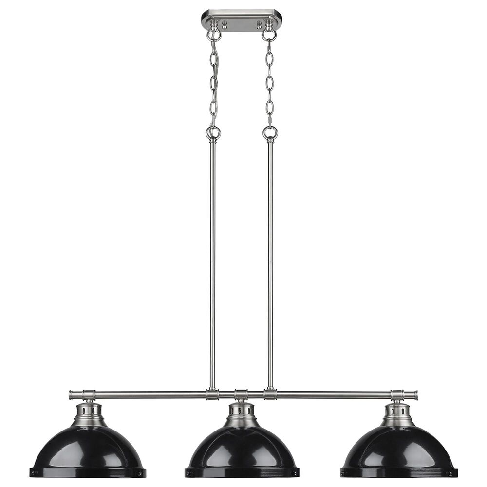 Golden Lighting Duncan 3-Light Pendant with Black Shade in Pewter, , large