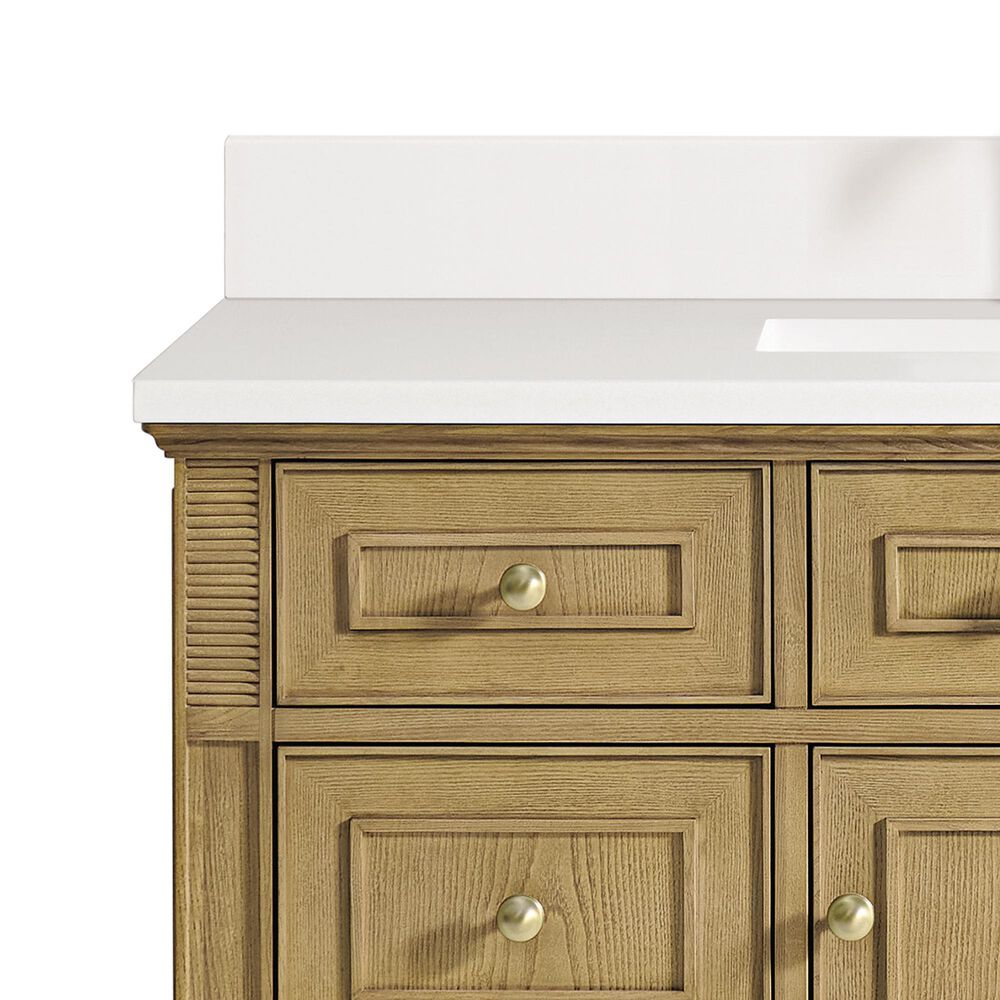 James Martin Vanities Lorelai 48" Single Vanity in Light Natural Oak with Single Hole and 3 cm White Zeus Quartz Top &amp; Backsplash, , large