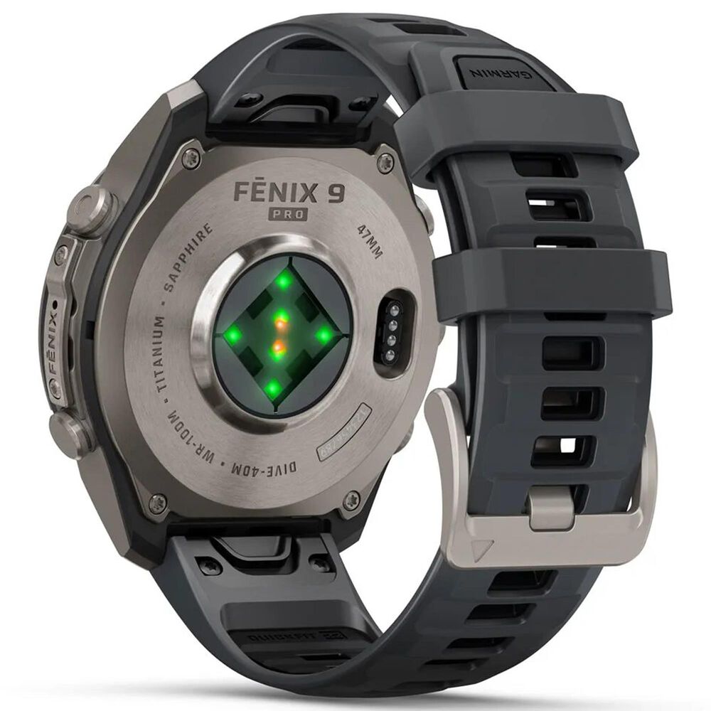 Garmin fenix 9 Pro Smartwatch 47mm Titanium with Graphite and Black Silicone Band, , large