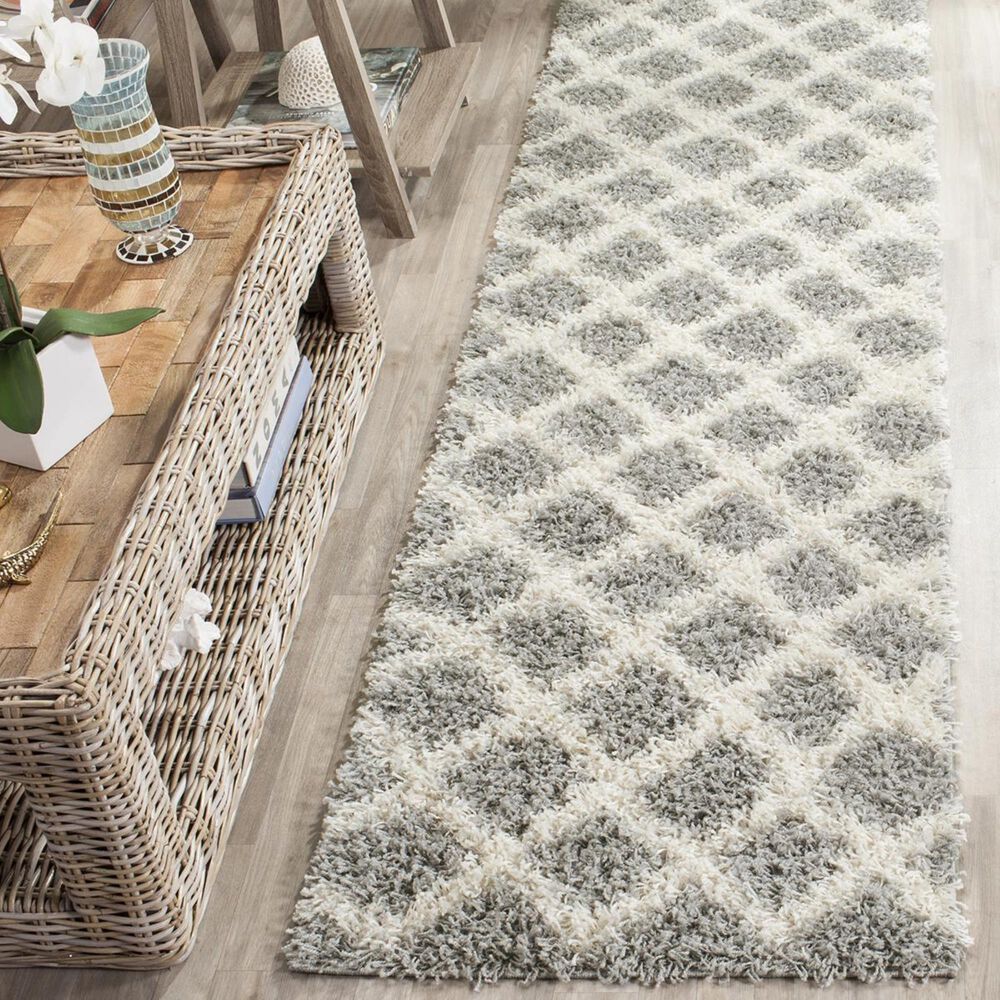 Safavieh Dallas Shag SGD258G-28 2&#39;3&quot; x 8&#39; Grey/Ivory Runner, , large