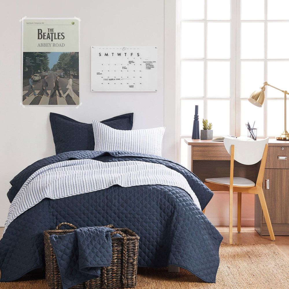 Levtex Tobago 3-Piece Stripe King Quilt Set in Blue and White, , large