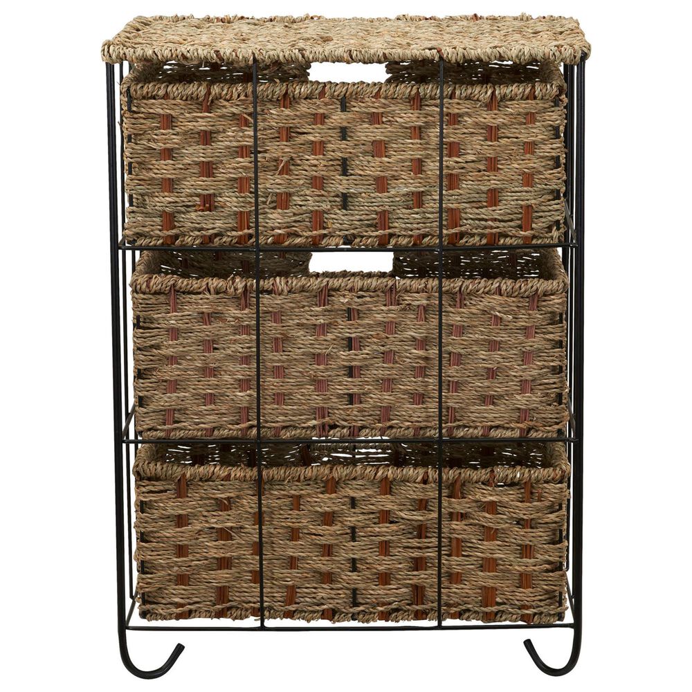 Household Essentials 3-Drawer Wicker Storage Chest in Brown, , large