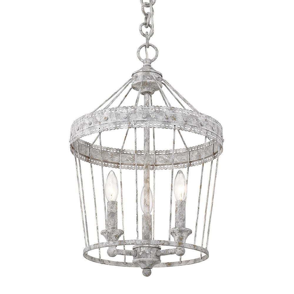 Golden Lighting Ferris 3-Light Pendant in Oyster, White and Gold, , large