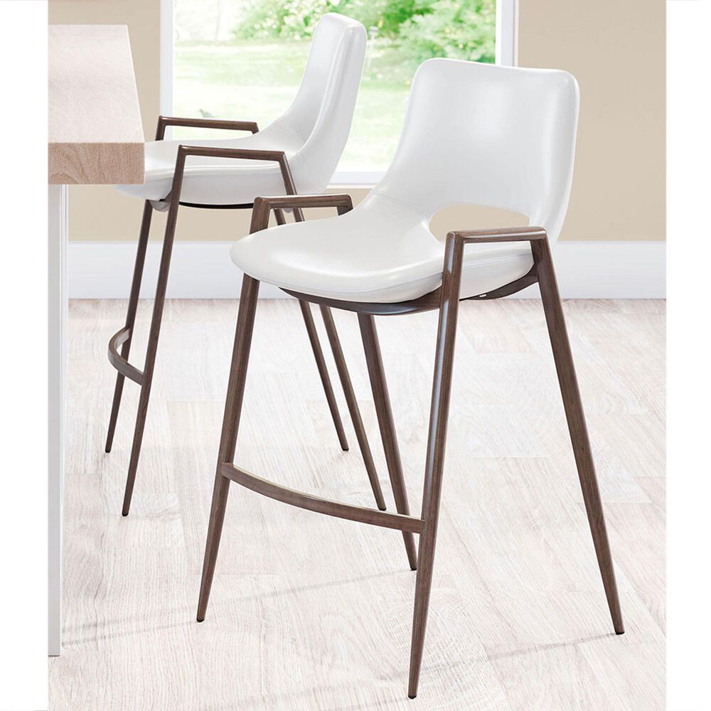 Zuo Modern Desi Counter Chair in White/Dark Brown &#40;Set of 2&#41;, , large