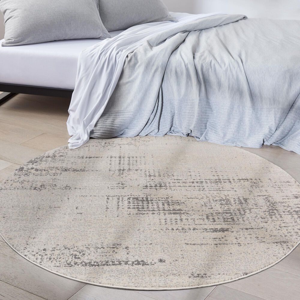 Nourison Rush 6&#39; Round Ivory and Beige Area Rug, , large