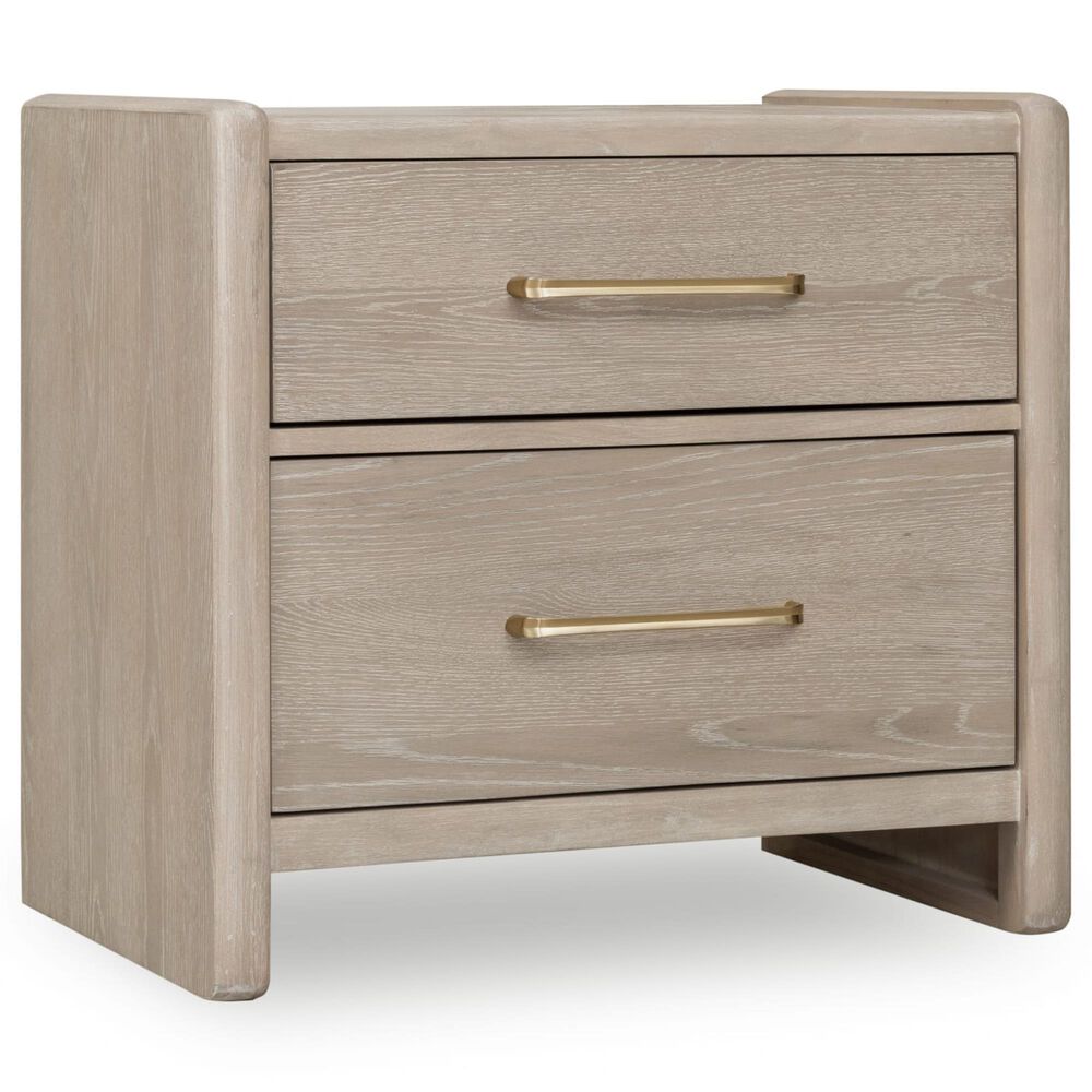Urban Home Gardenia 2-Drawer Oak Wood Nightstand in Chai, , large