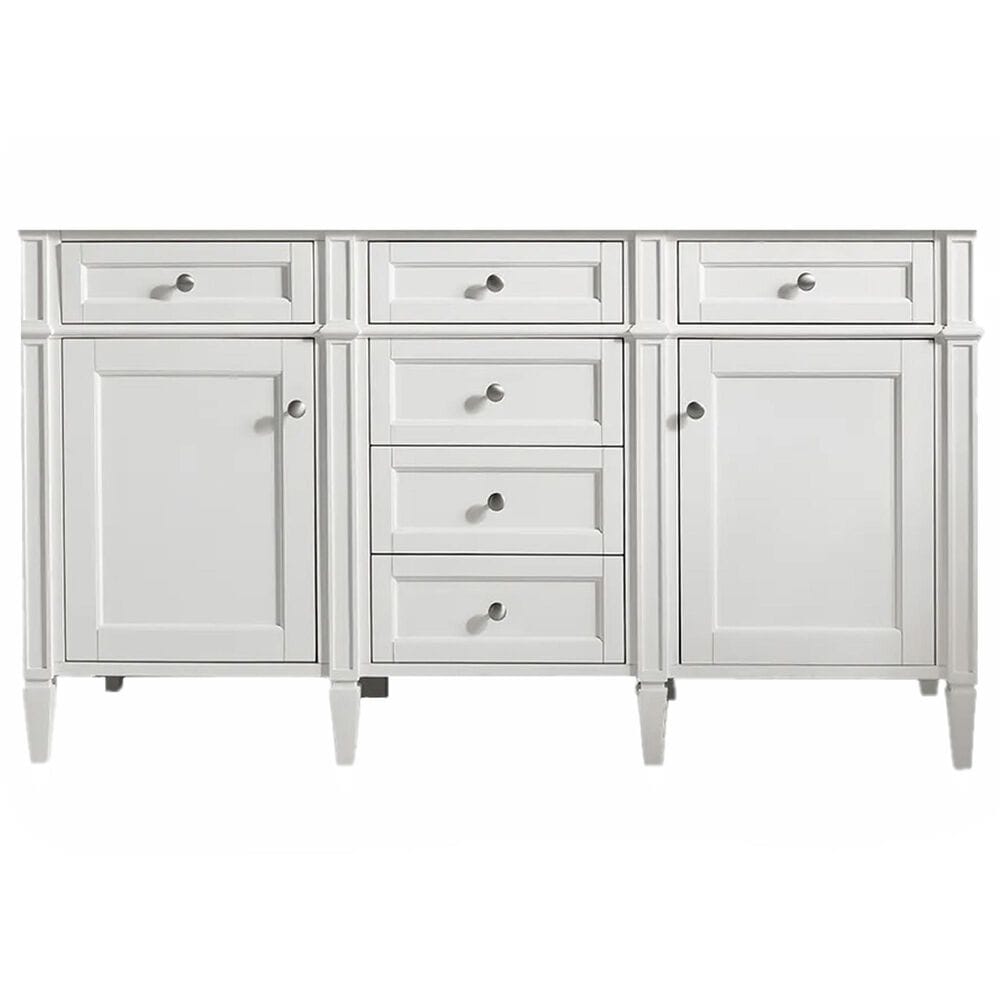 James Martin Vanities Brittany 60&quot; Double Bathroom Vanity in Bright White with 3 cm Ethereal Noctis Quartz Top, , large
