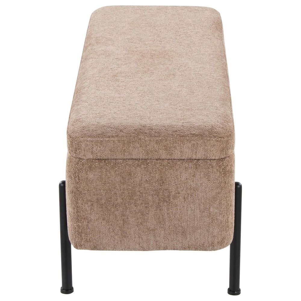 Lumisource Daniella Storage Bench with Brown Cushion in Black, , large