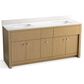 Kohler Alouette 72" Double Bathroom Vanity in Light Oak with 2 cm White Quartz Top and Rectangular Sinks, , large