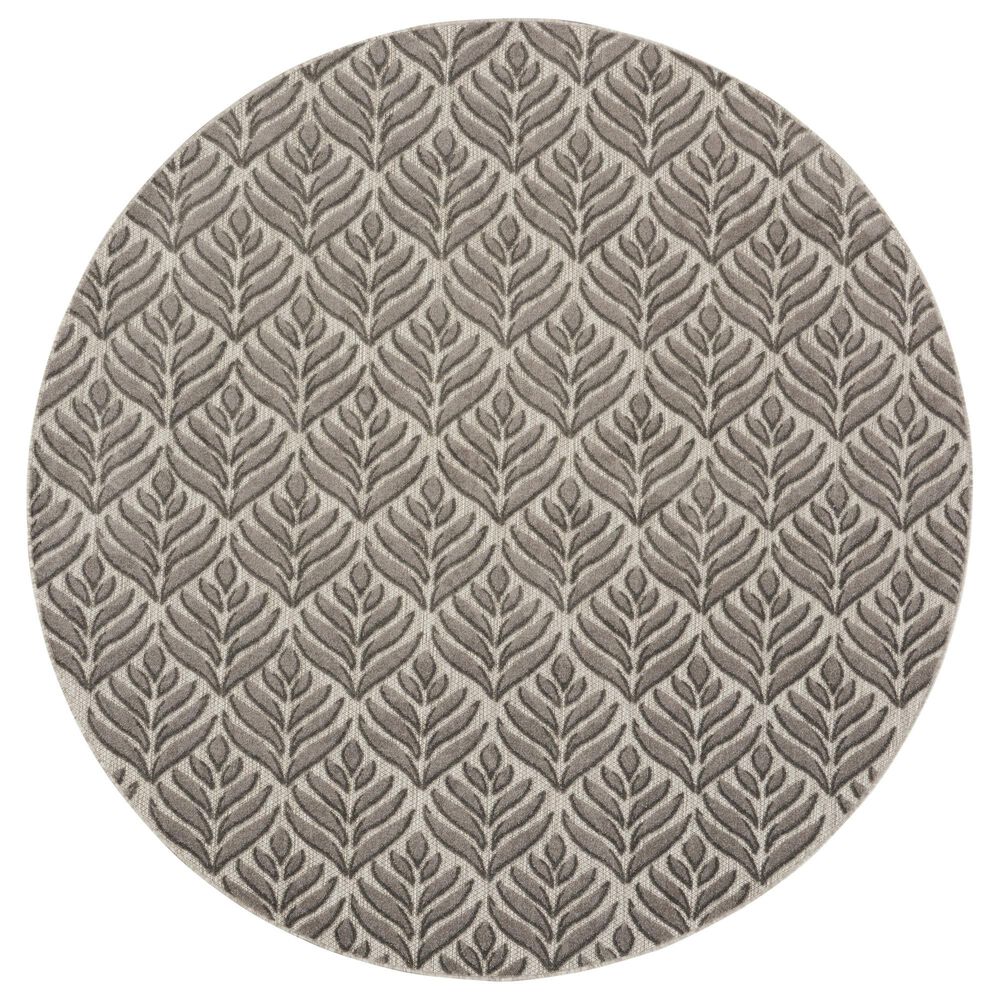 Nourison Aloha 7"10" Round Charcoal Indoor/Outdoor Area Rug, , large