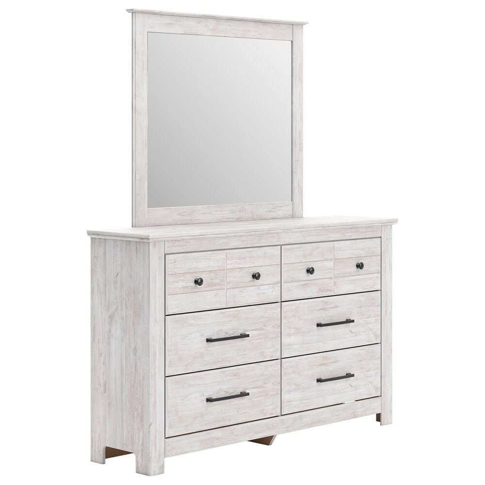 Ashley Makidern 6-Drawer Dresser and Mirror in Whitewash, , large