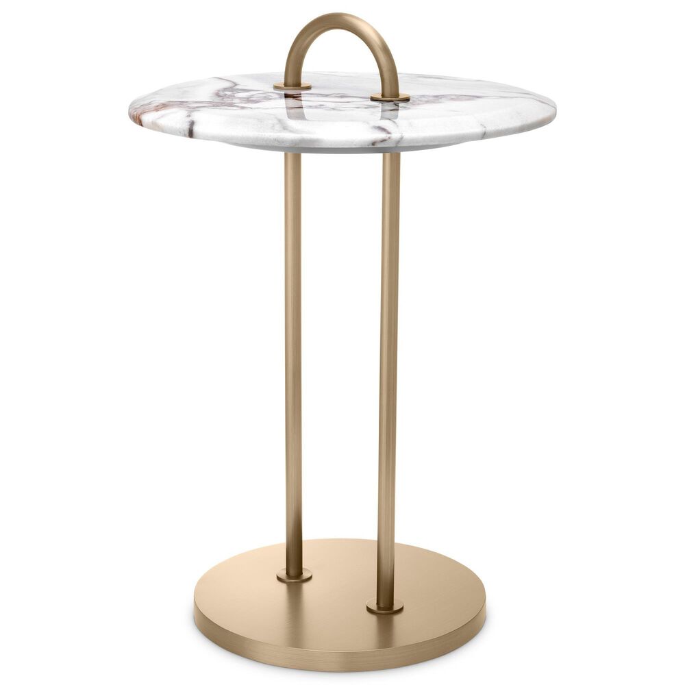 Eichholtz Zappa Side Table in Brushed Brass and White, , large
