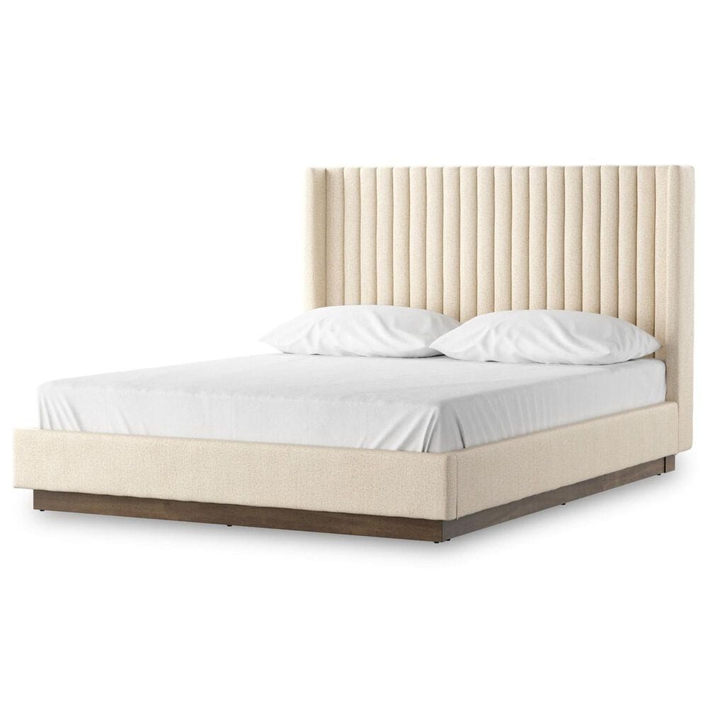 Four Hands Montgomery Queen Wingback Platform Bed in Thames Cream, , large