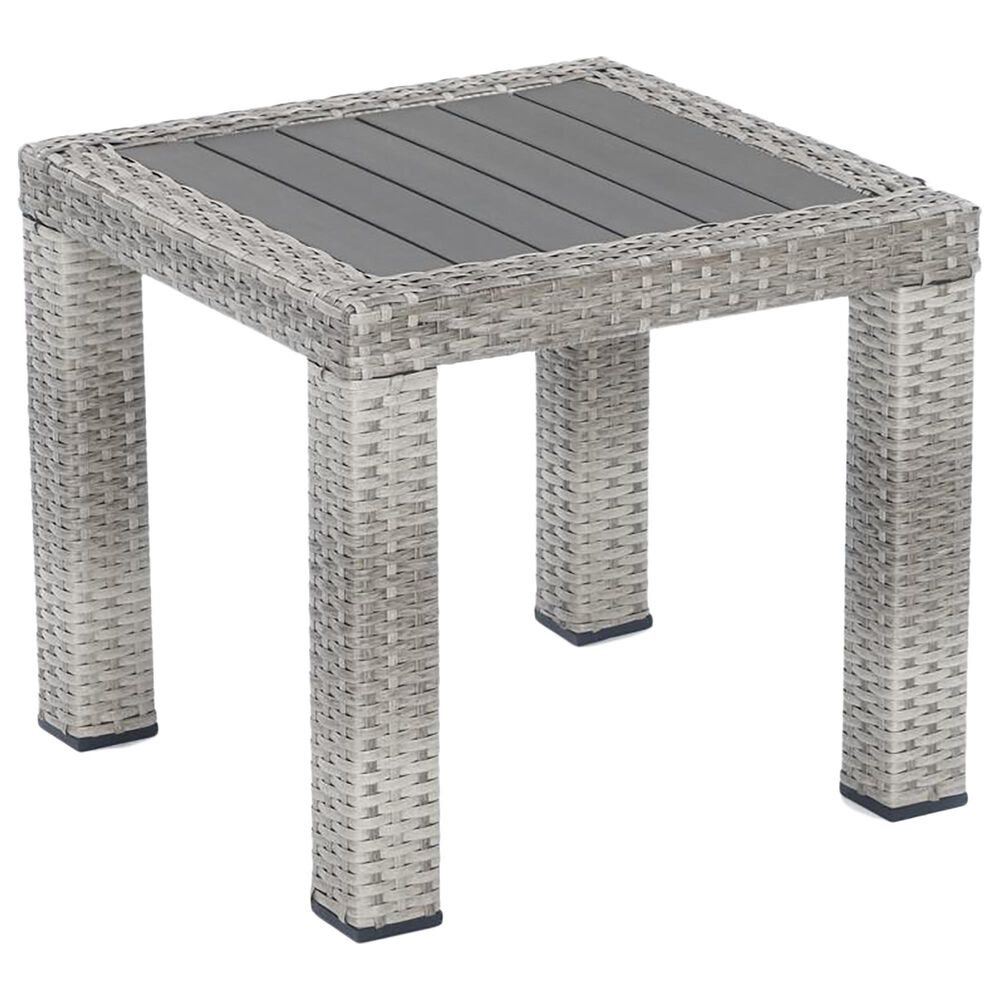 RST Brands Cannes 20" Wicker Patio Side Table in Grey, , large