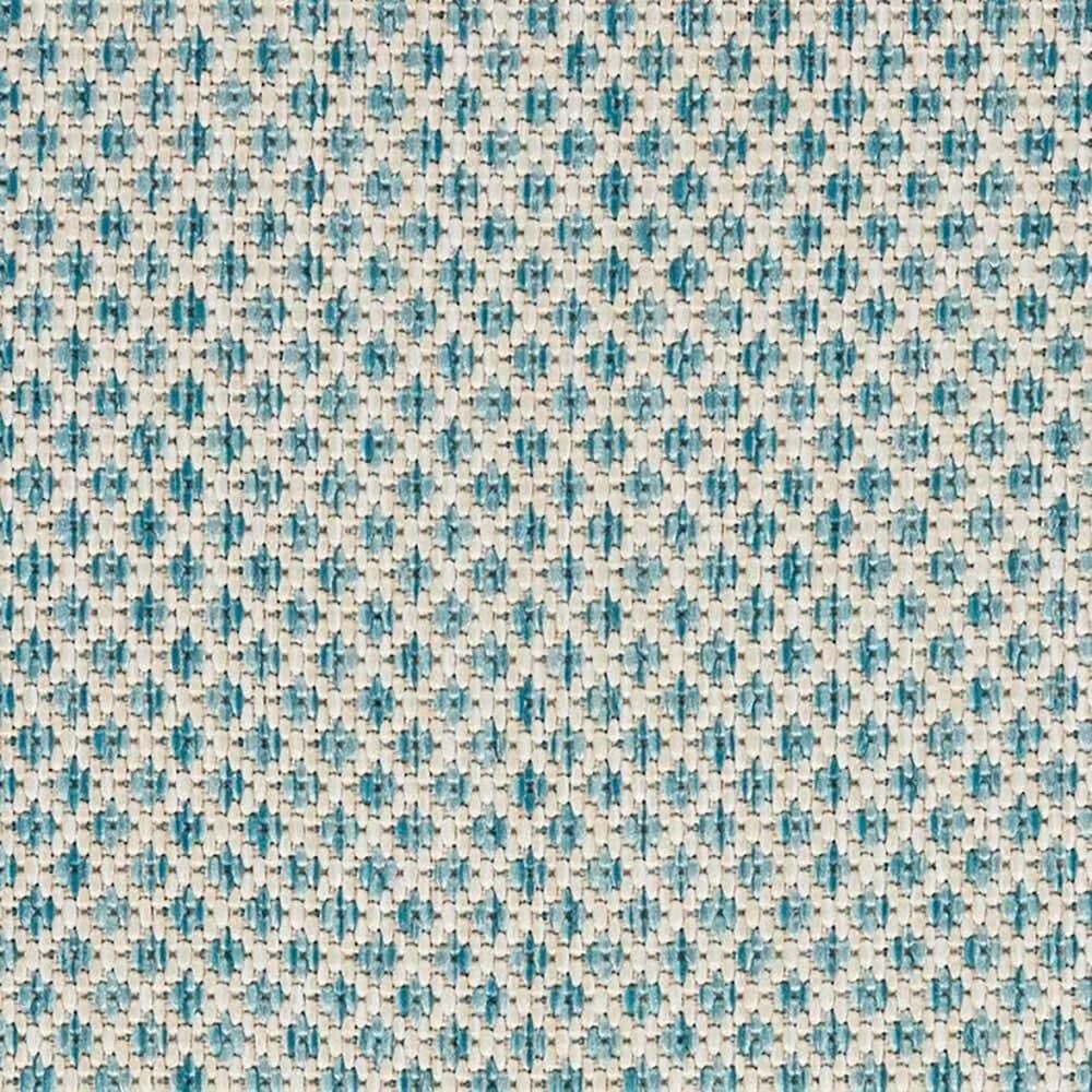 Nourison Courtyard Ivory and Aqua 5&#39; Square Indoor/Outdoor Area Rug, , large