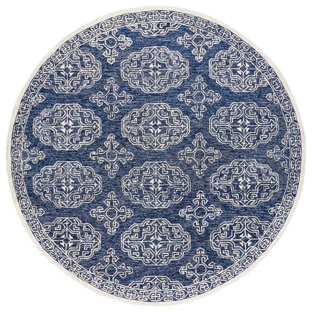 Surya Granada GND-2308 6" Round Dark Blue, Ivory and Charcoal Area Rug, , large