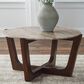 Ashley Tanidore Round Cocktail Table in Warm Brown, , large