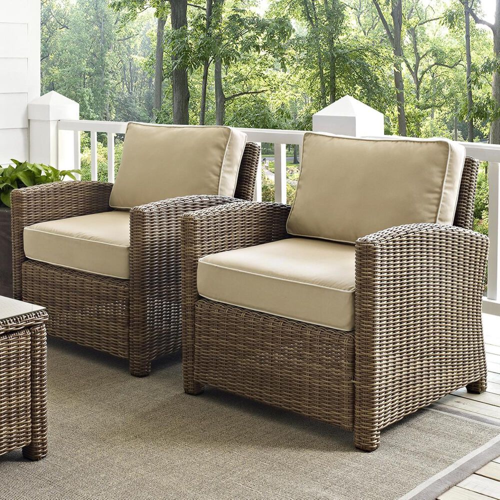 Crosley Furniture Bradenton 2Piece Outdoor Wicker Seating Set with Sand Cushions NFM