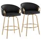 LumiSource Claire Swivel Counter Stool with Black Faux Leather Upholstery in Gold (Set of 2), , large