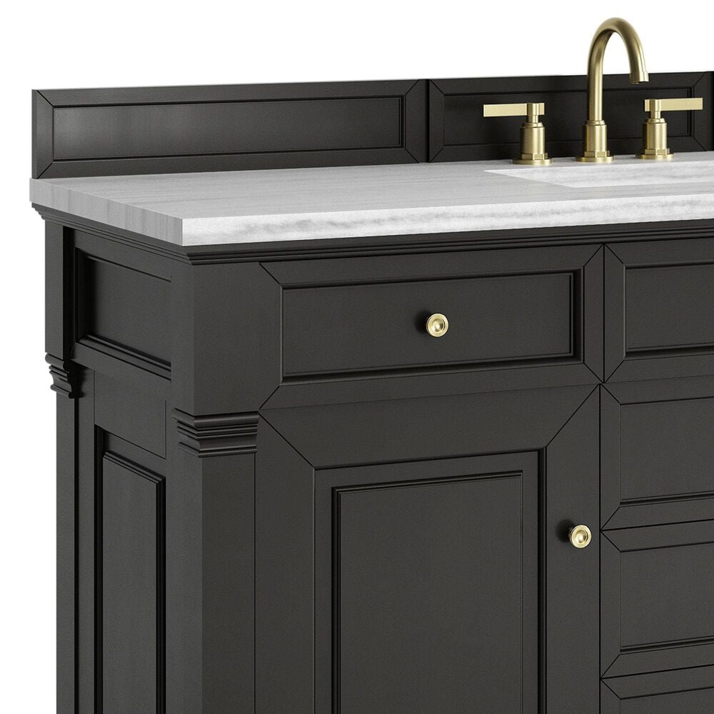 James Martin Vanities Brookfield 60&quot; Single Bathroom Vanity in Black Onyx with 3 cm Arctic Fall Solid Surface Top and Rectangular Sink, , large